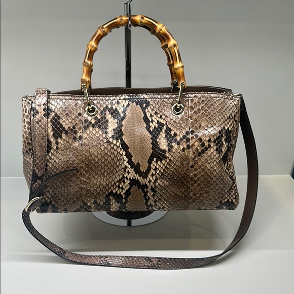 gucci python medium bamboo shopper - Picture 1 of 11